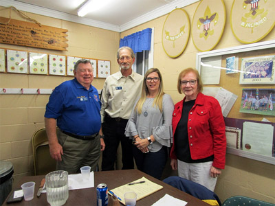 Lion Phil Russell, Lion President Tom Ware, Dale Association speakers Jennifer Burt and Nancy Smith
