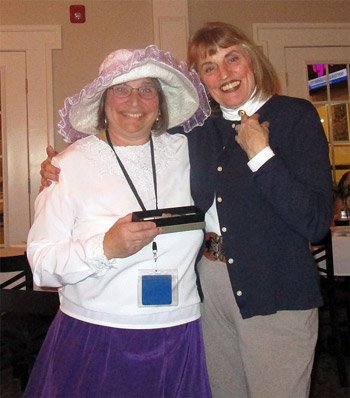 Barker Lion Margo Sue Bittner and Wilson Lions President Diane Muscoriel at the recent meeting.